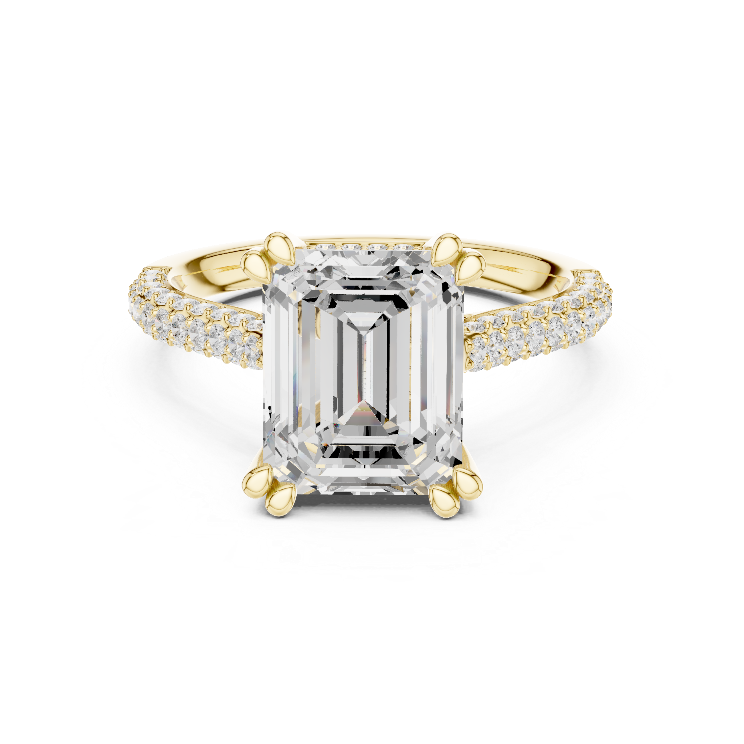 4.57 CT Emerald Cut Double Pavé Diamond Engagement Ring