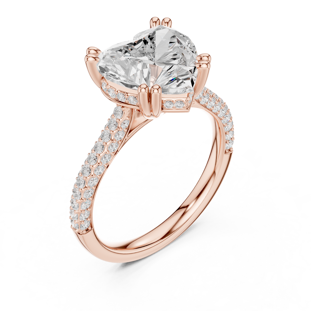 4.56 CT Heart Cut Double Pavé Diamond Engagement Ring