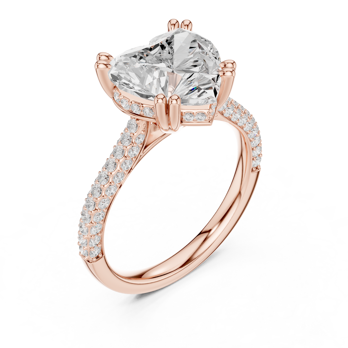 Heart Cut Double Pavé Diamond Engagement Ring – view 7 of 12, lab grown diamond ring | Jewelix Atelier