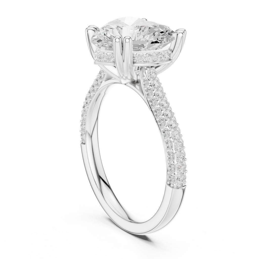 4.56 CT Heart Cut Double Pavé Diamond Engagement Ring