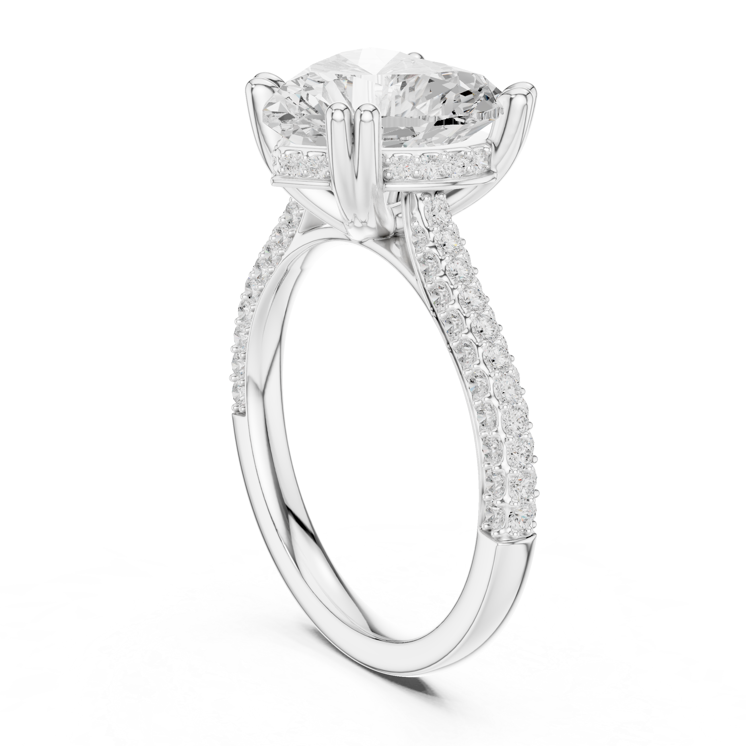 4.56 CT Heart Cut Double Pavé Diamond Engagement Ring