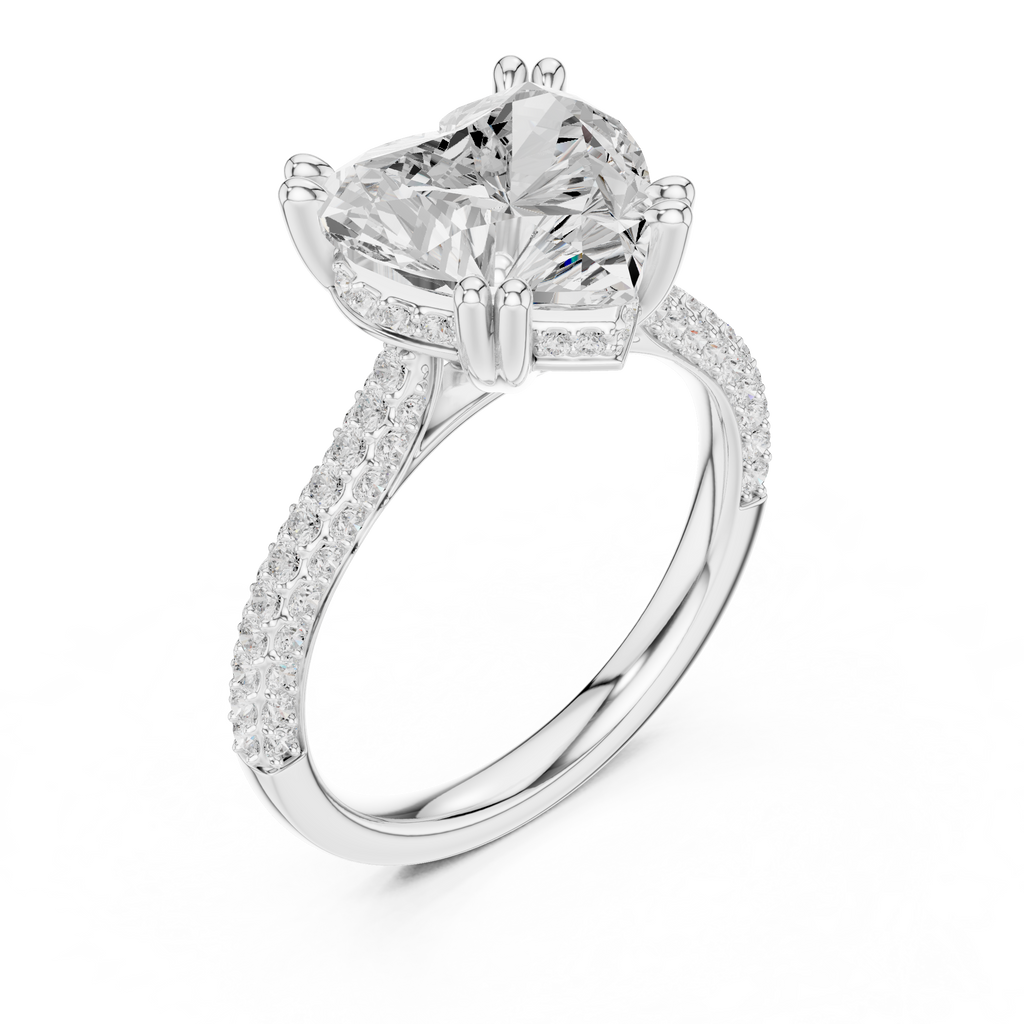 4.56 CT Heart Cut Double Pavé Diamond Engagement Ring