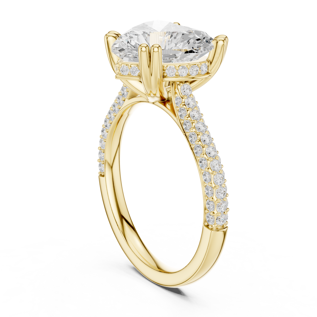 4.56 CT Heart Cut Double Pavé Diamond Engagement Ring
