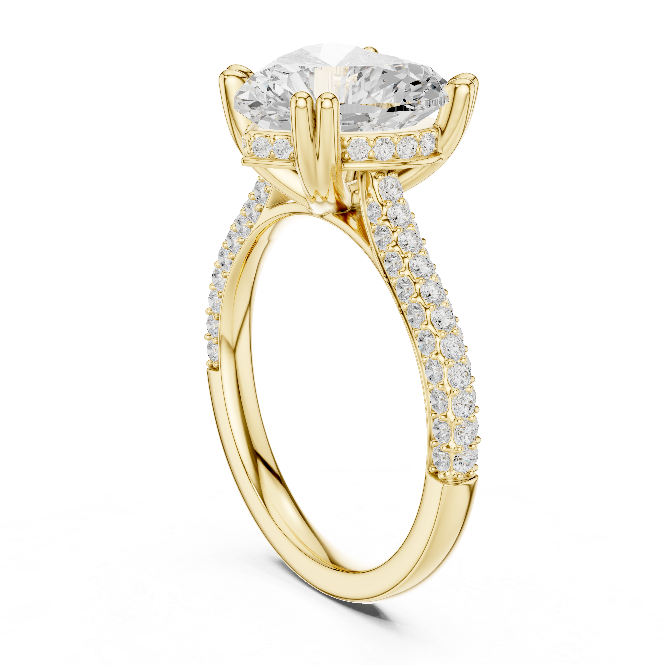 4.56 CT Heart Cut Double Pavé Diamond Engagement Ring