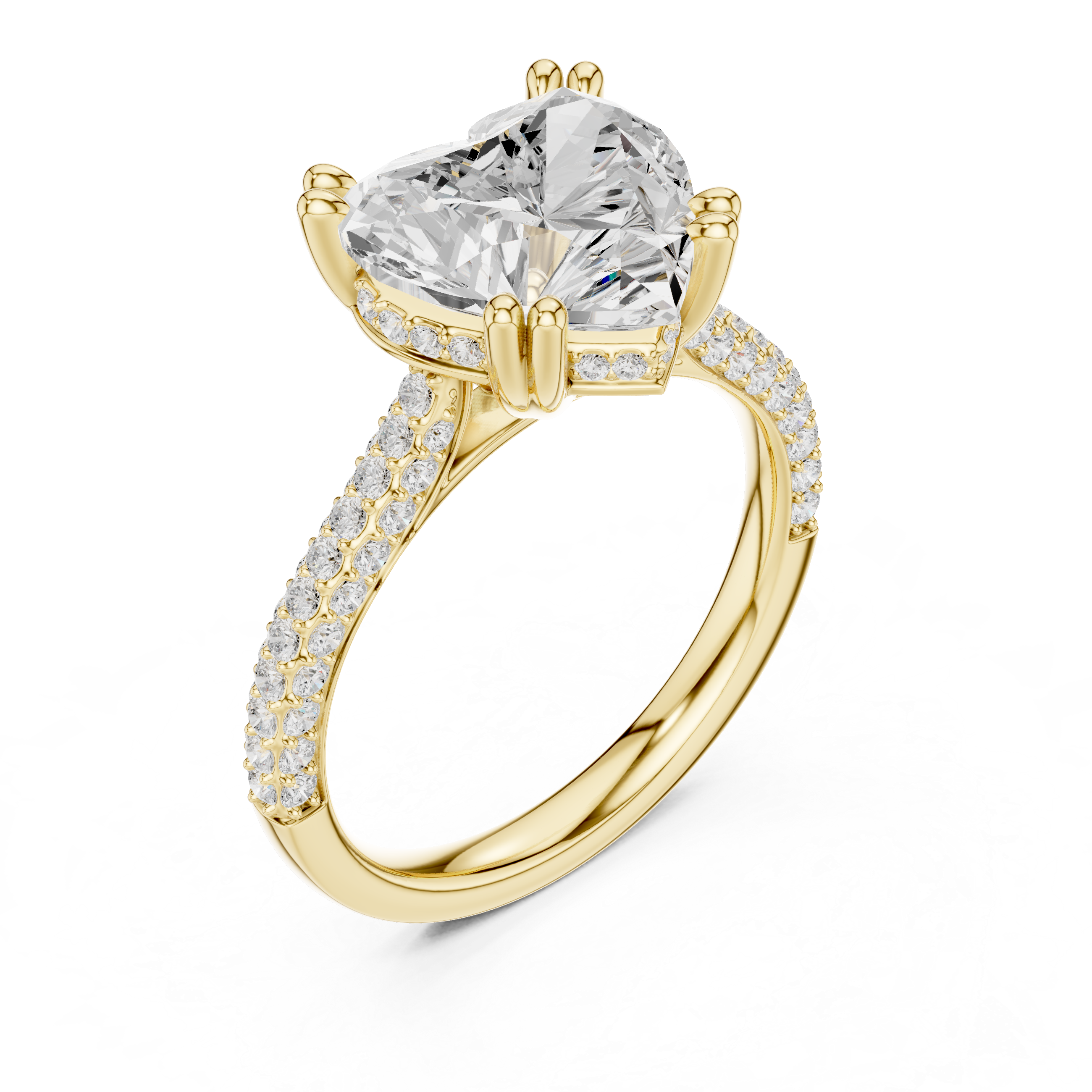 4.56 CT Heart Cut Double Pavé Diamond Engagement Ring