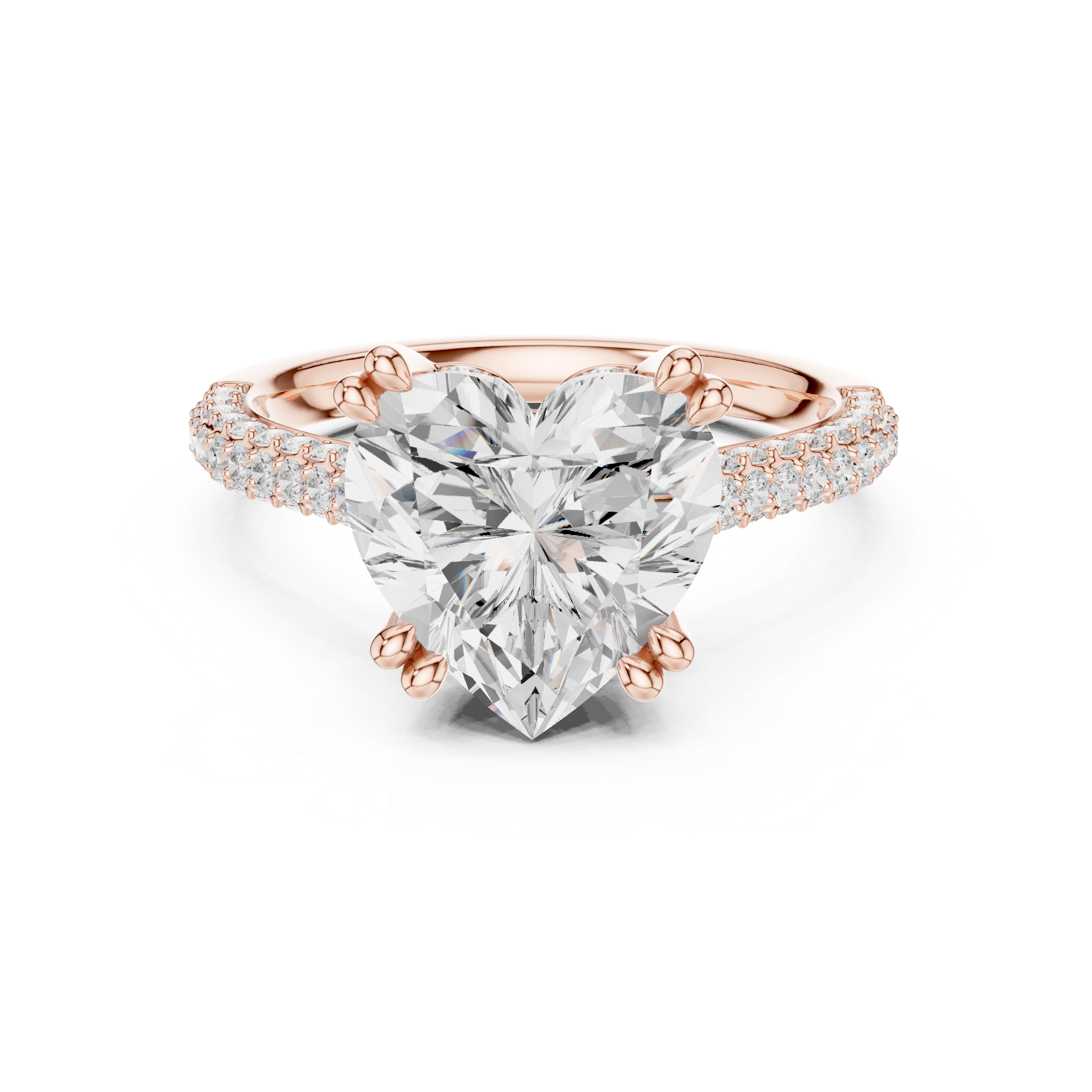 Heart Cut Hidden Halo Double Pavé Diamond Engagement Ring