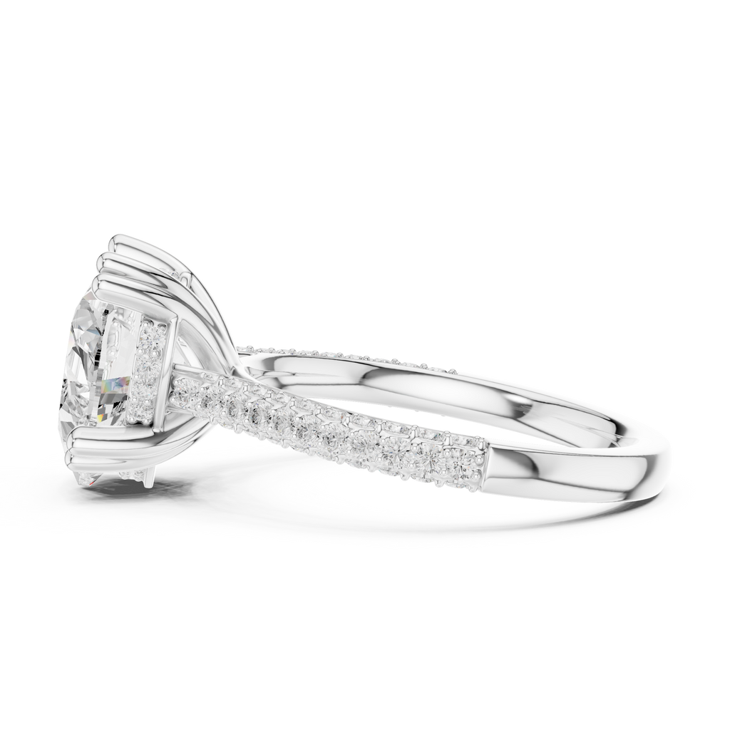 Heart Cut Hidden Halo Double Pavé Diamond Engagement Ring