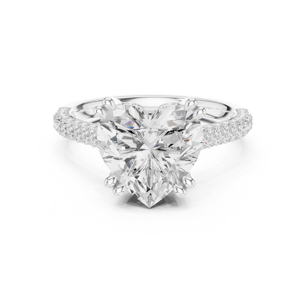 Heart Cut Hidden Halo Double Pavé Diamond Engagement Ring