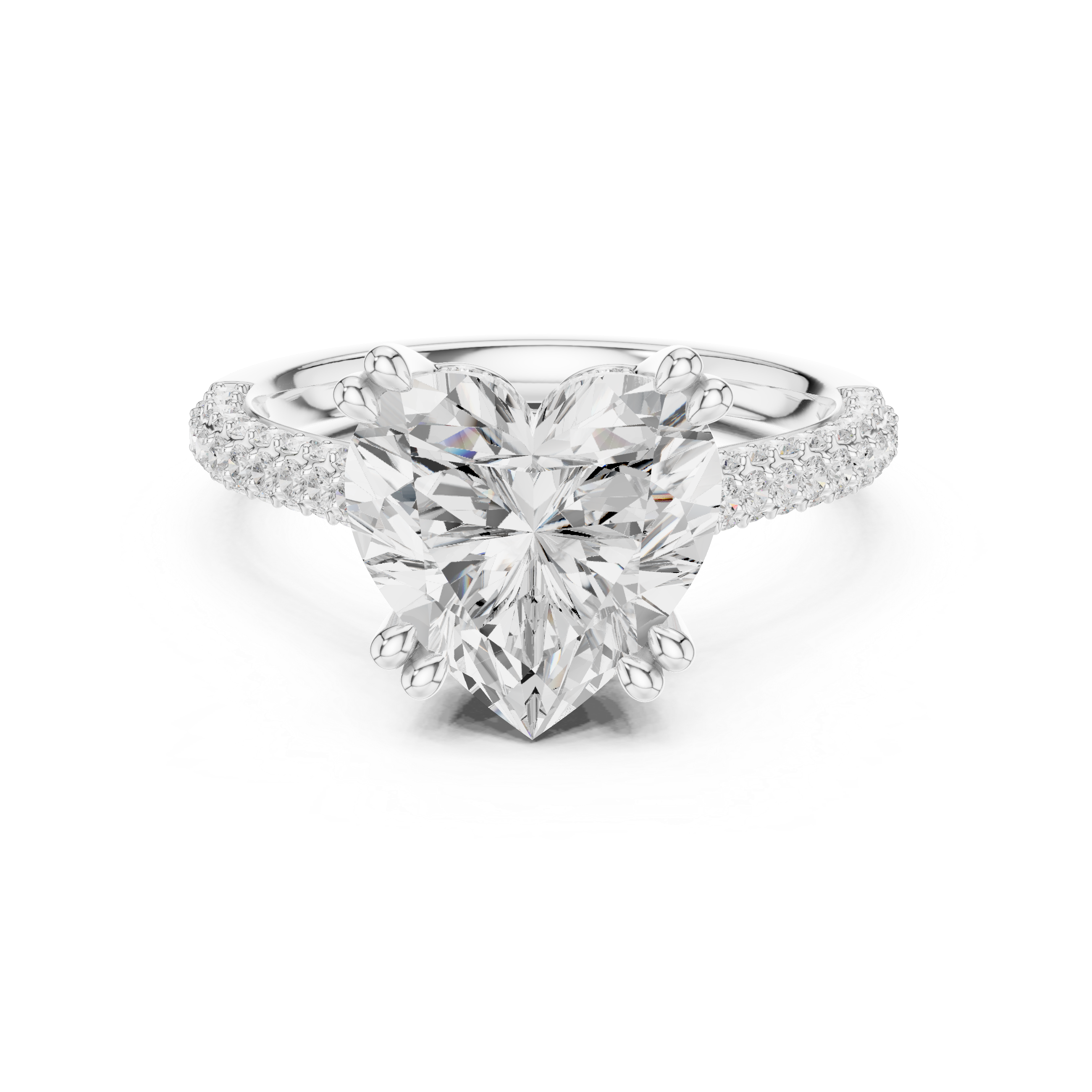 4.56 CT Heart Cut Double Pavé Diamond Engagement Ring