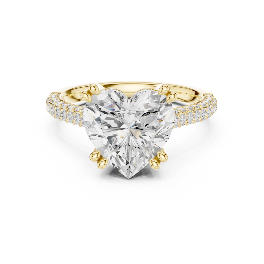 4.56 CT Heart Cut Double Pavé Diamond Engagement Ring