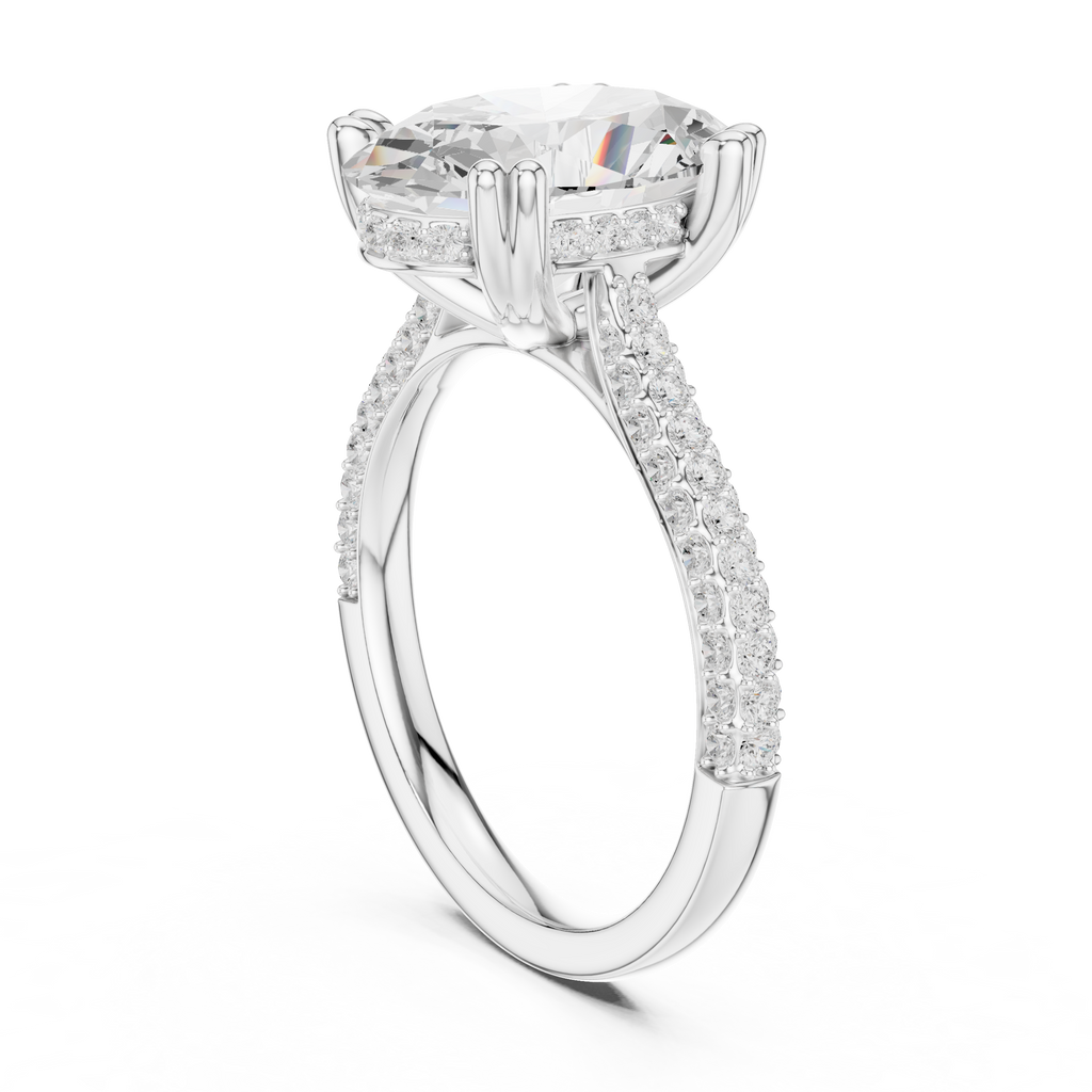 4.57 CT Oval Cut Double Pavé Diamond Engagement Ring