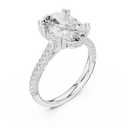 Oval Cut Hidden Halo Double Pavé Diamond Engagement Ring
