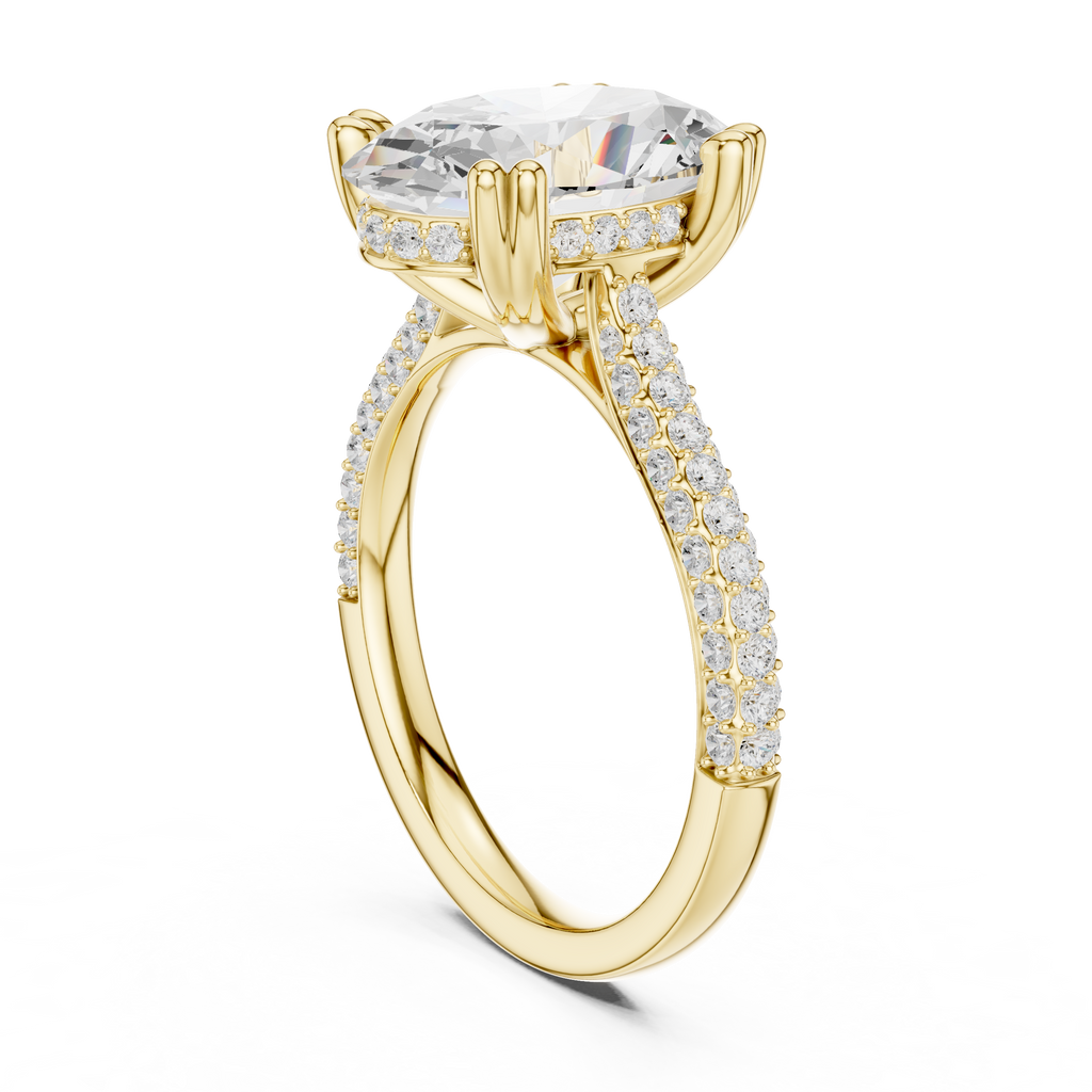 4.57 CT Oval Cut Double Pavé Diamond Engagement Ring
