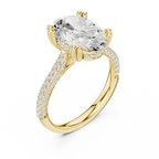 Oval Cut Hidden Halo Double Pavé Diamond Engagement Ring