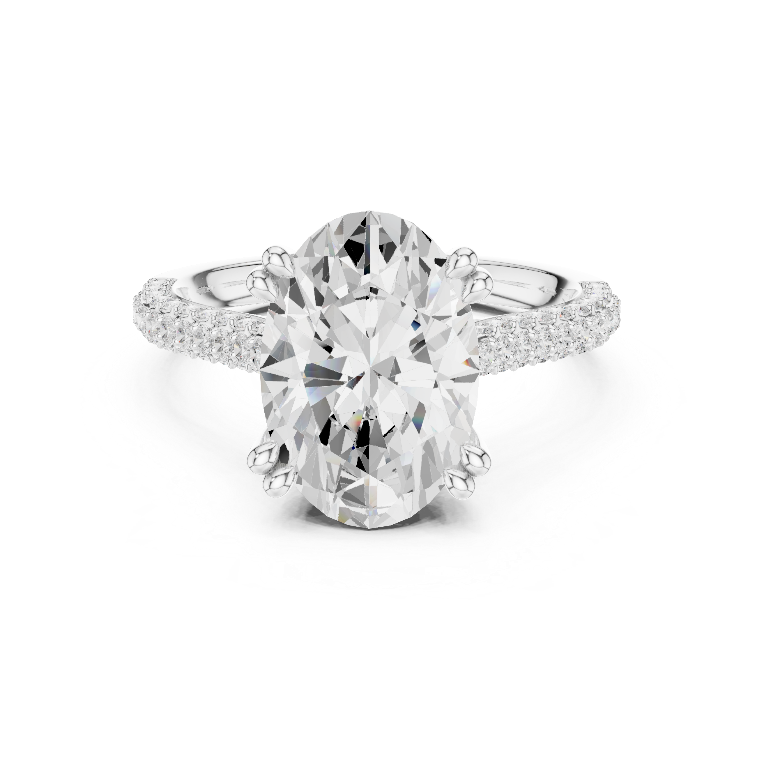 Oval Cut Hidden Halo Double Pavé Diamond Engagement Ring