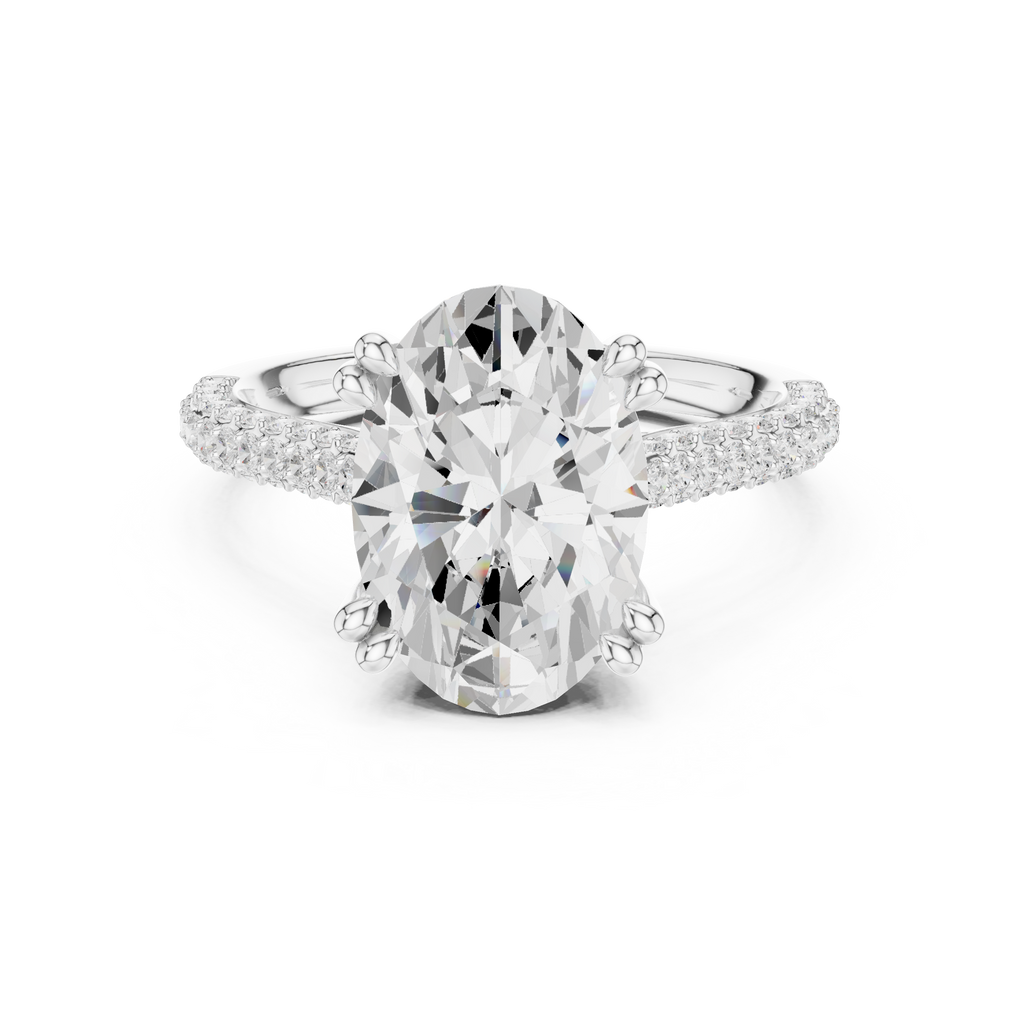 4.57 CT Oval Cut Double Pavé Diamond Engagement Ring