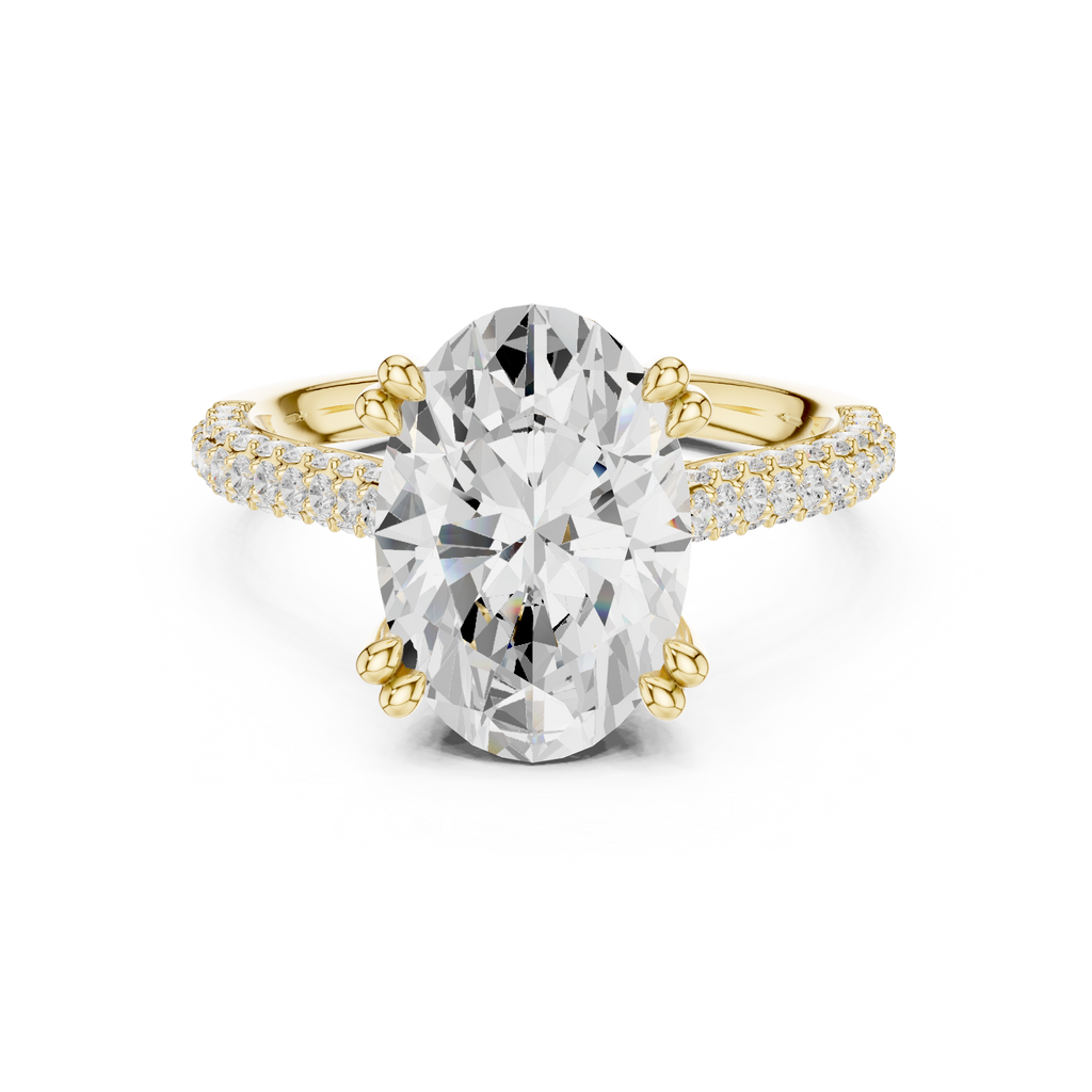 4.57 CT Oval Cut Double Pavé Diamond Engagement Ring