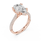 4.57 CT Pear Cut Double Pavé Diamond Engagement Ring