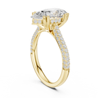 Pear Cut Hidden Halo Double Pavé Diamond Engagement Ring
