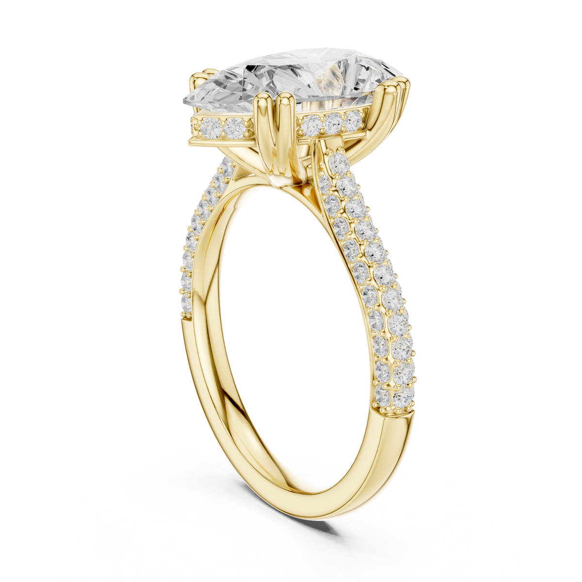 Pear Cut Double Pavé Diamond Engagement Ring – view 10 of 12, lab grown diamond ring | Jewelix Atelier
