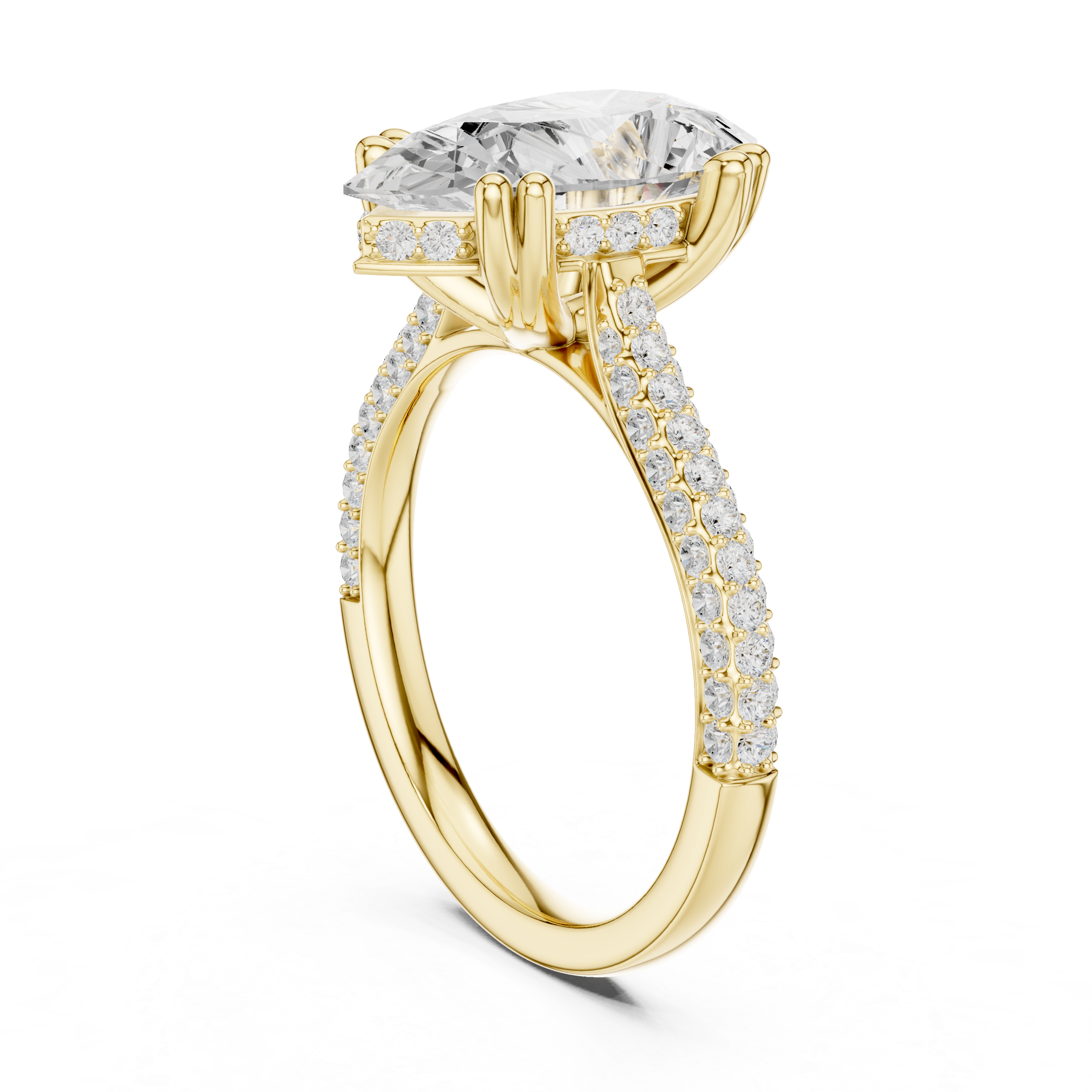 4.57 CT Pear Cut Double Pavé Diamond Engagement Ring