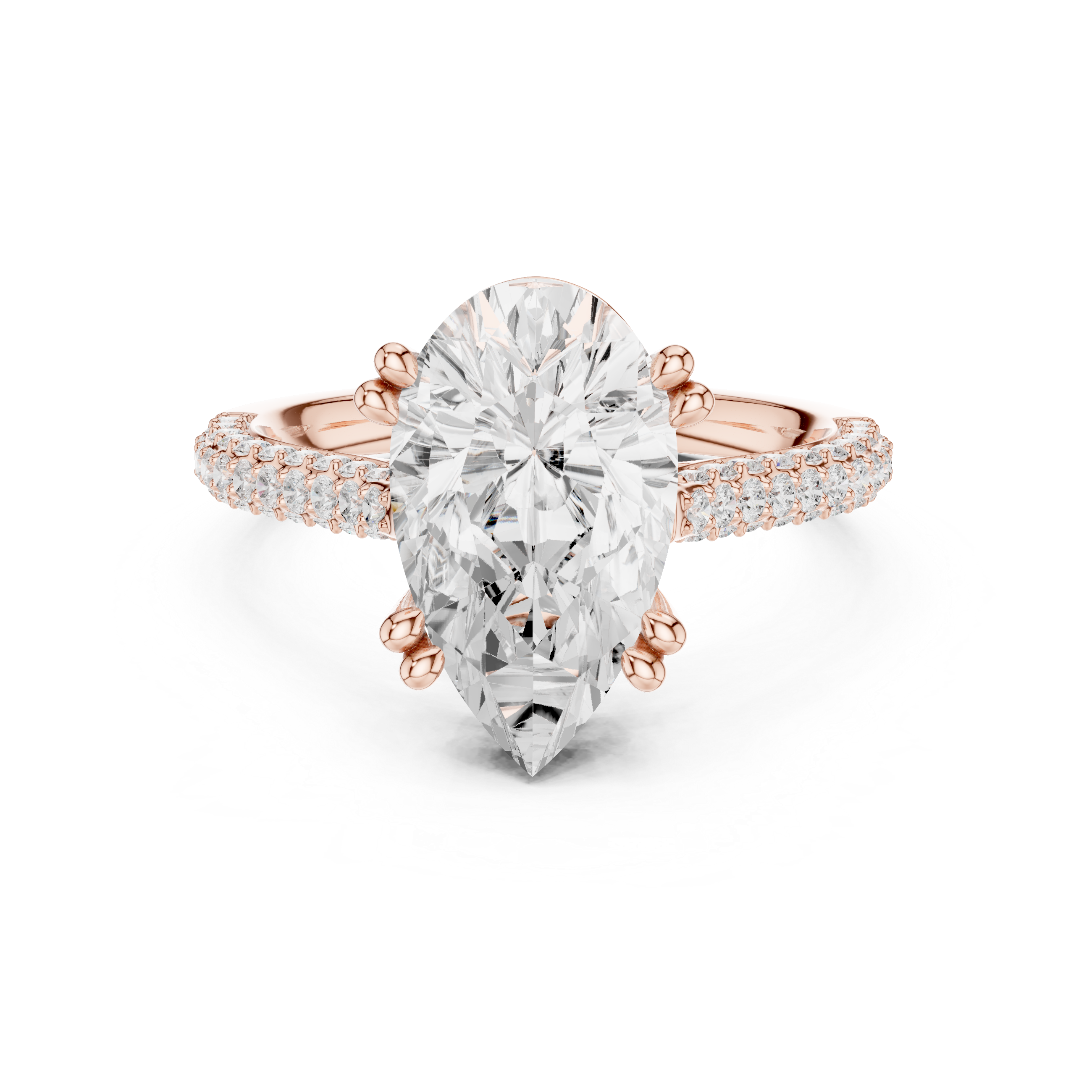 4.57 CT Pear Cut Double Pavé Diamond Engagement Ring