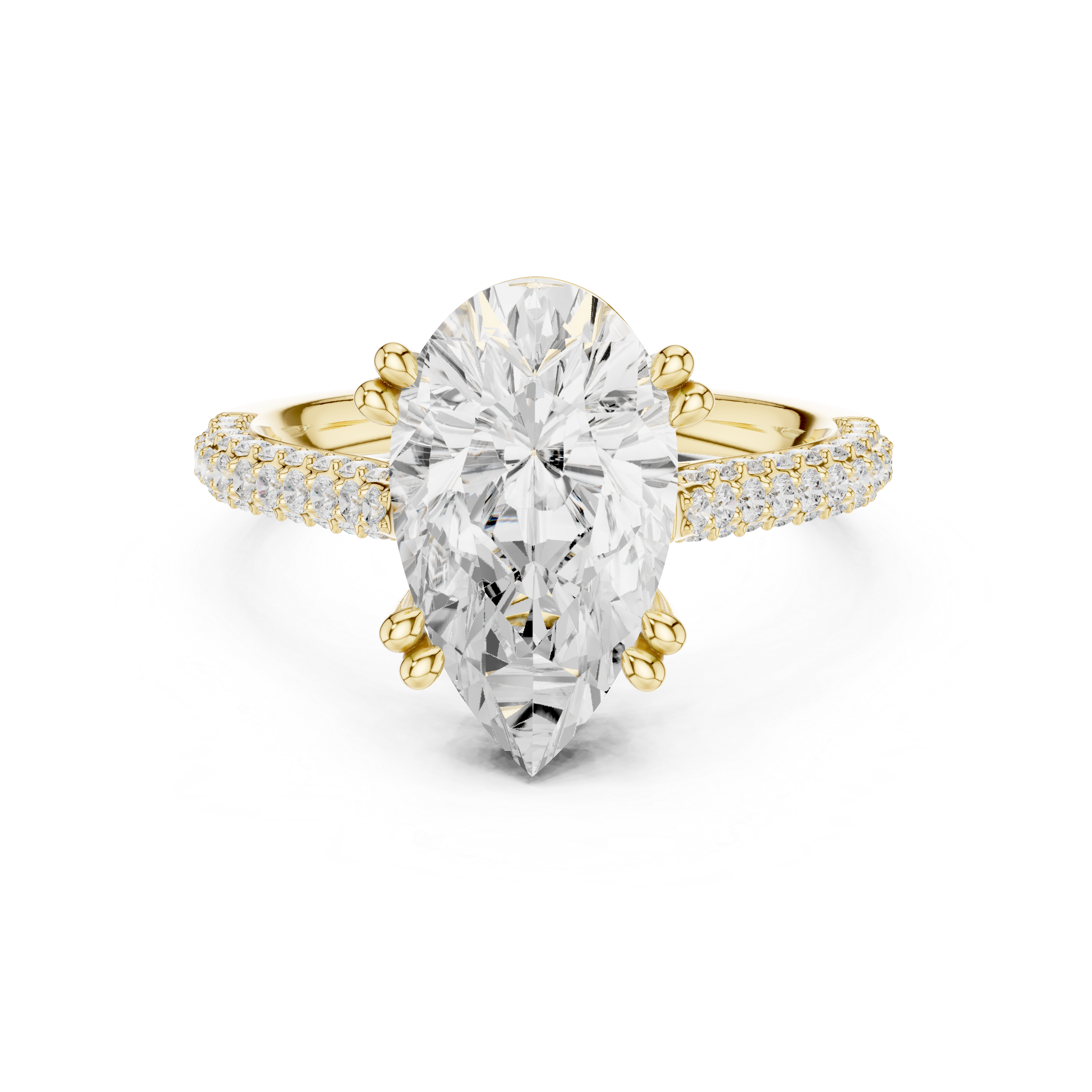 4.57 CT Pear Cut Double Pavé Diamond Engagement Ring