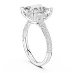 4.56 CT Princess Cut Double Pavé Diamond Engagement Ring