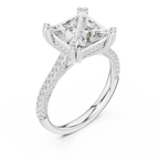 Princess Cut Hidden Halo Double Pavé Diamond Engagement Ring