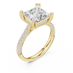 4.56 CT Princess Cut Double Pavé Diamond Engagement Ring