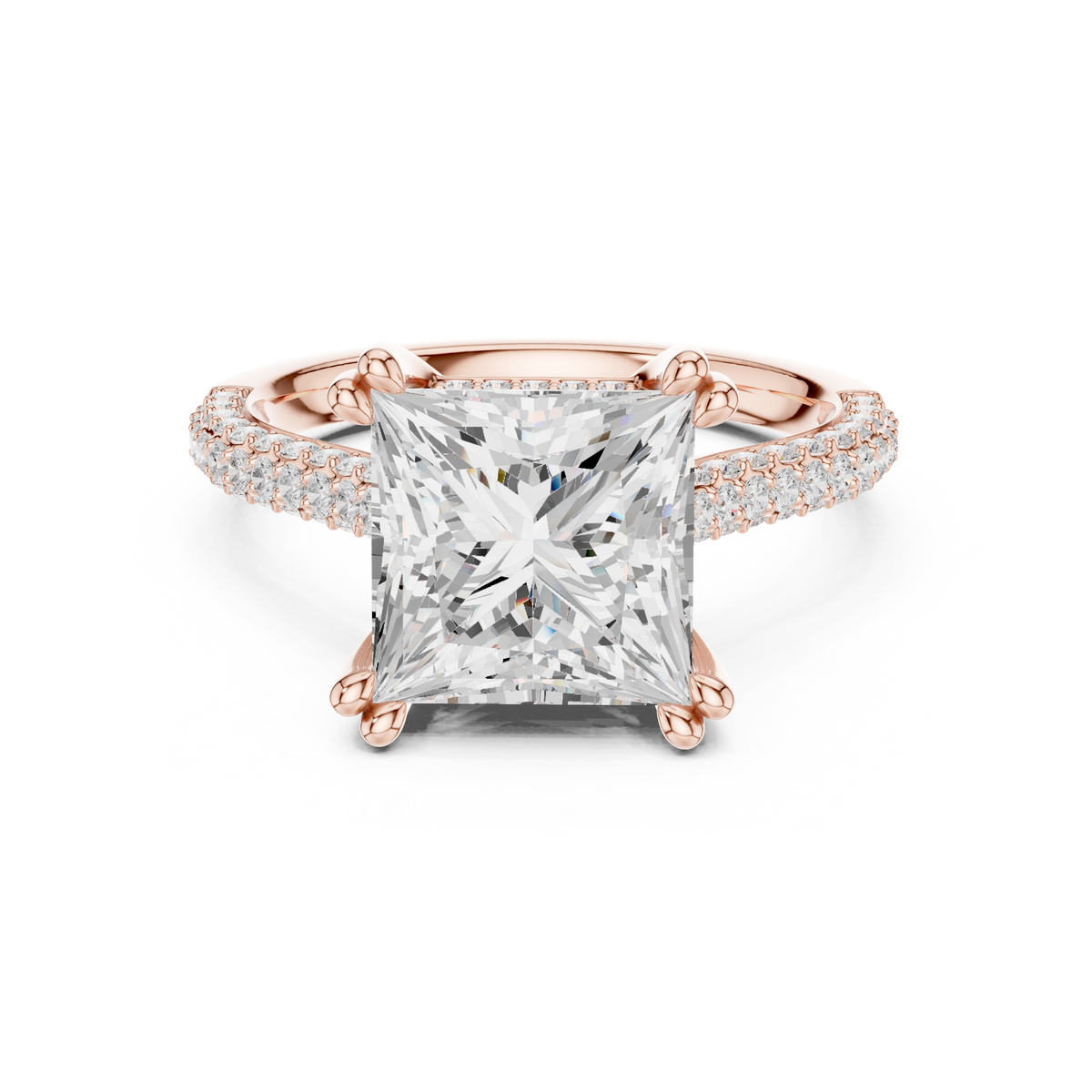 Princess Cut Double Pavé Diamond Engagement Ring – view 5 of 12, lab grown diamond ring | Jewelix Atelier