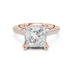 4.56 CT Princess Cut Double Pavé Diamond Engagement Ring