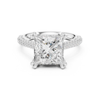 Princess Cut Hidden Halo Double Pavé Diamond Engagement Ring
