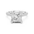 4.56 CT Princess Cut Double Pavé Diamond Engagement Ring