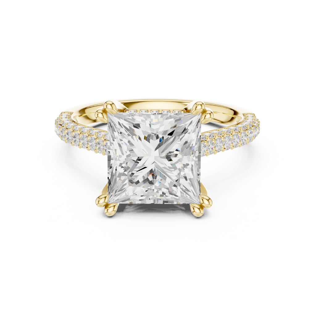 4.56 CT Princess Cut Double Pavé Diamond Engagement Ring