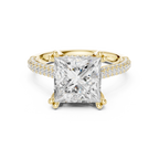 4.56 CT Princess Cut Double Pavé Diamond Engagement Ring