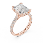 4.56 CT Radiant Cut Double Pavé Diamond Engagement Ring