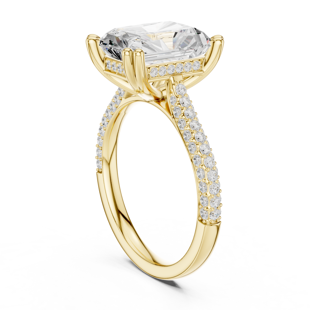 4.56 CT Radiant Cut Double Pavé Diamond Engagement Ring