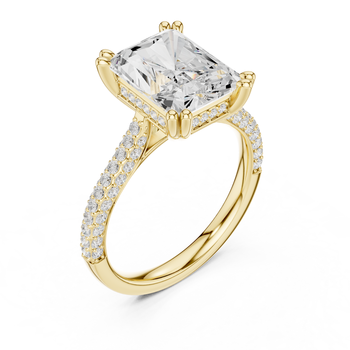 4.56 ct Radiant Cut Diamond Hidden Halo Pavé Engagement Ring – view 11 of 12, lab grown diamond ring | Jewelix Atelier
