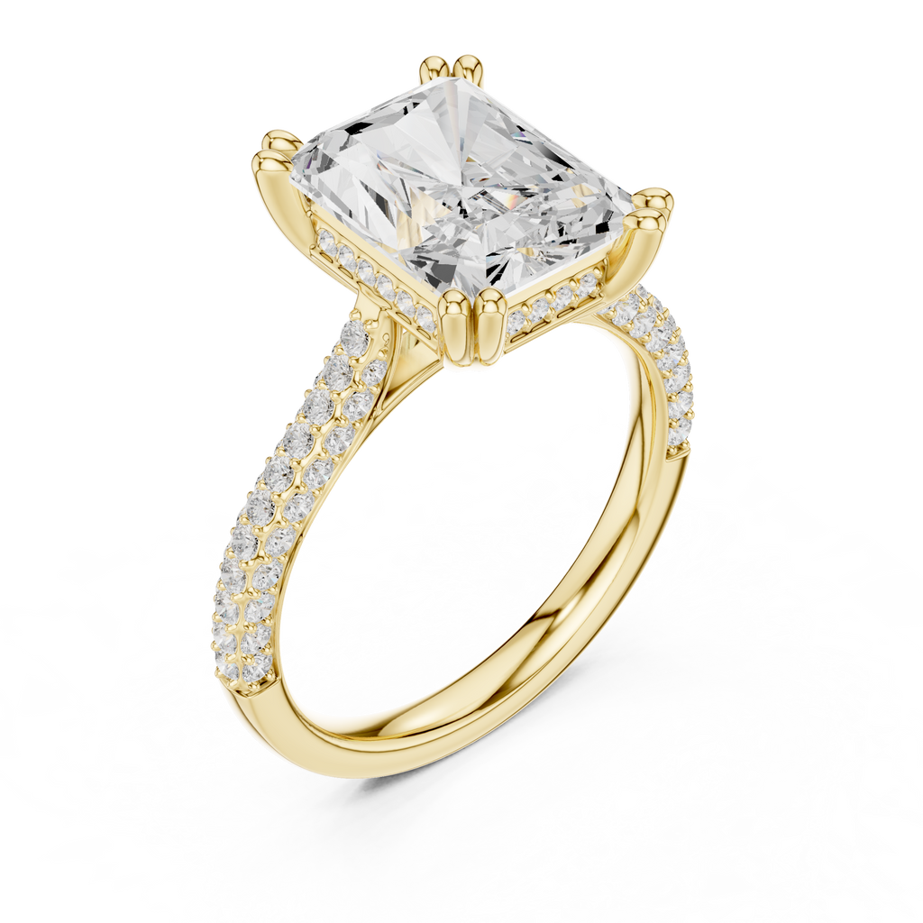 4.56 CT Radiant Cut Double Pavé Diamond Engagement Ring