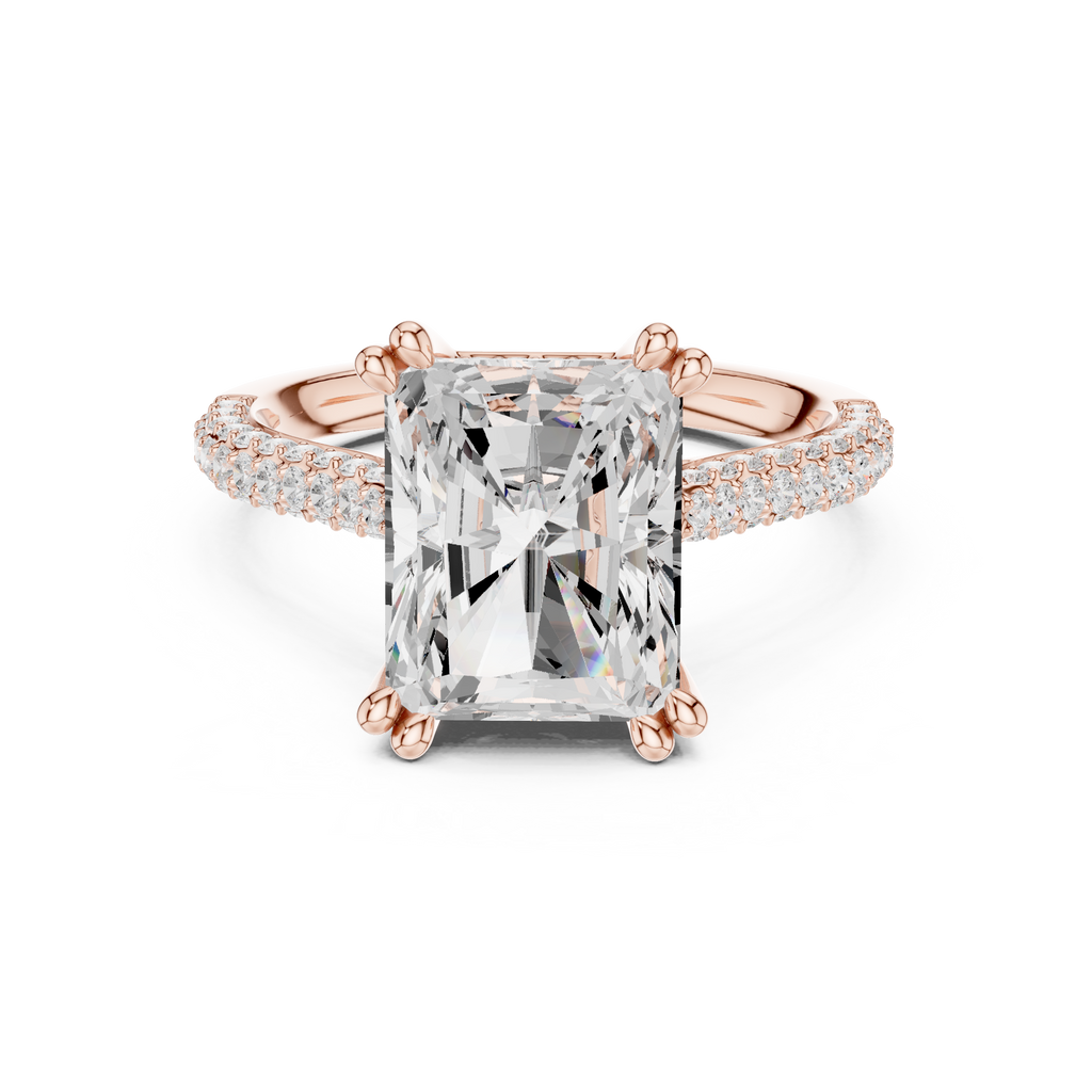 Radiant Cut Diamond Hidden Halo Pavé Engagement Ring