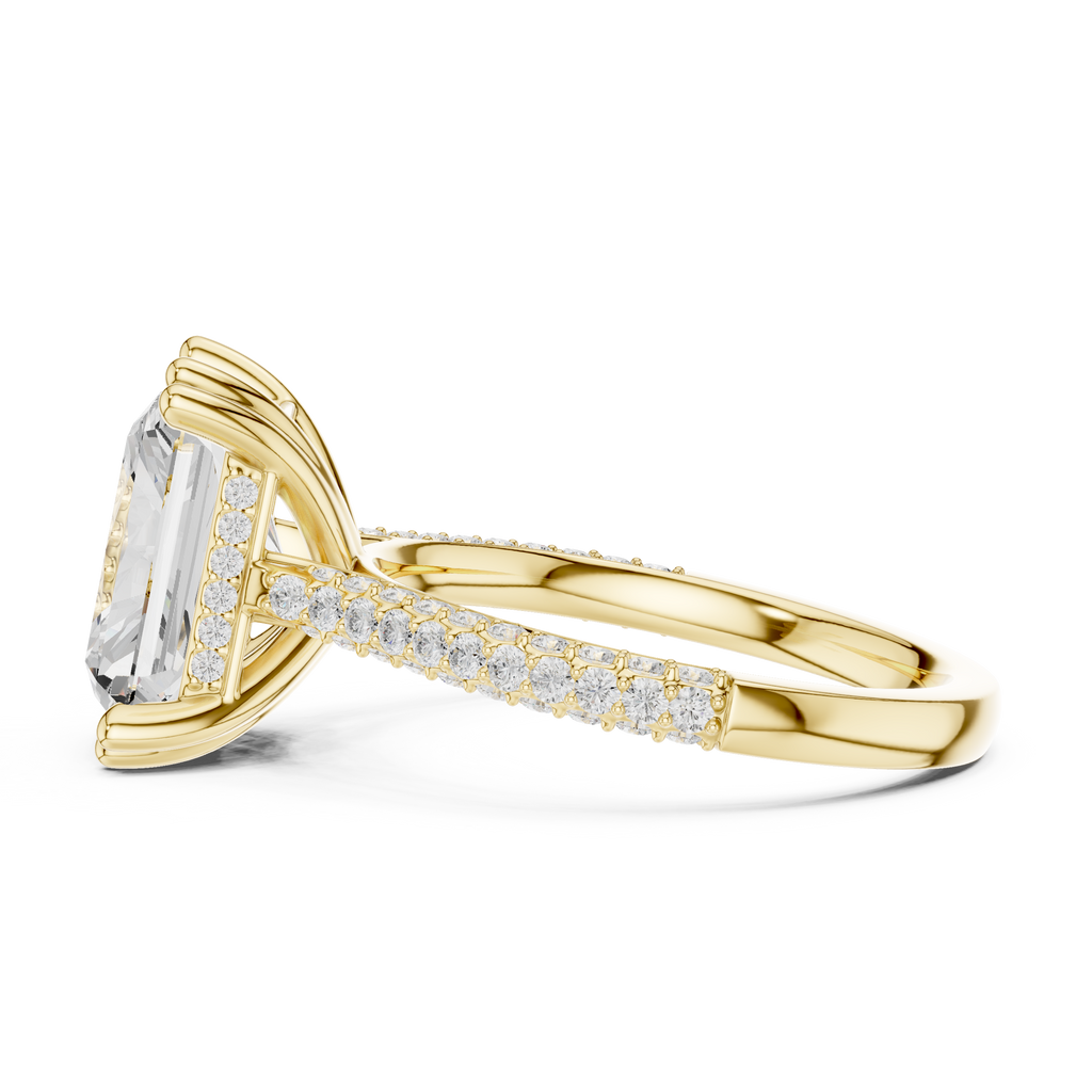 Radiant Cut Diamond Hidden Halo Pavé Engagement Ring