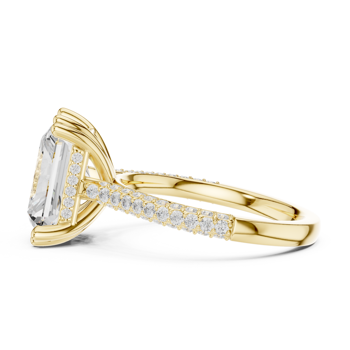 4.56 ct Radiant Cut Diamond Hidden Halo Pavé Engagement Ring – view 12 of 12, lab grown diamond ring | Jewelix Atelier