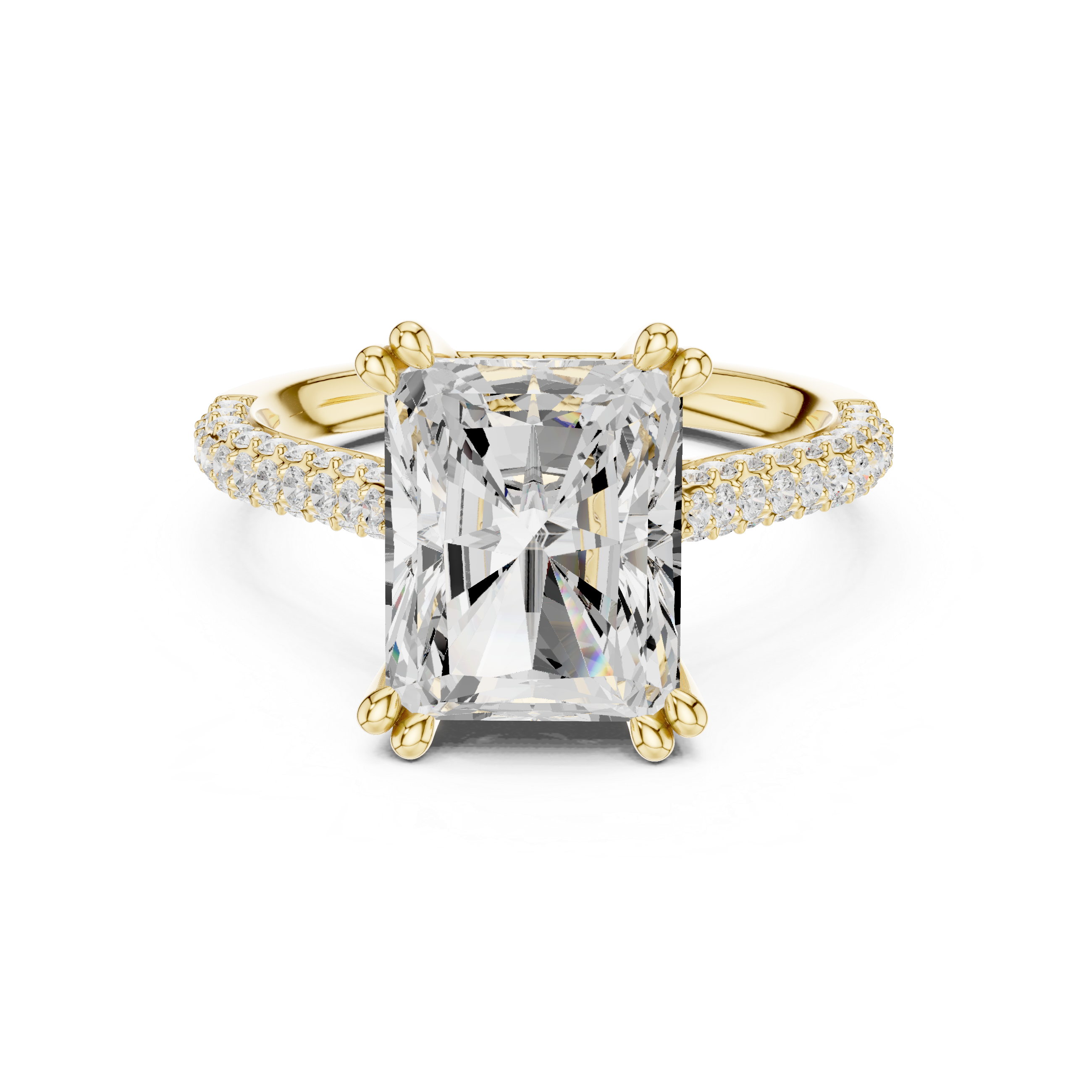 Radiant Cut Diamond Hidden Halo Pavé Engagement Ring