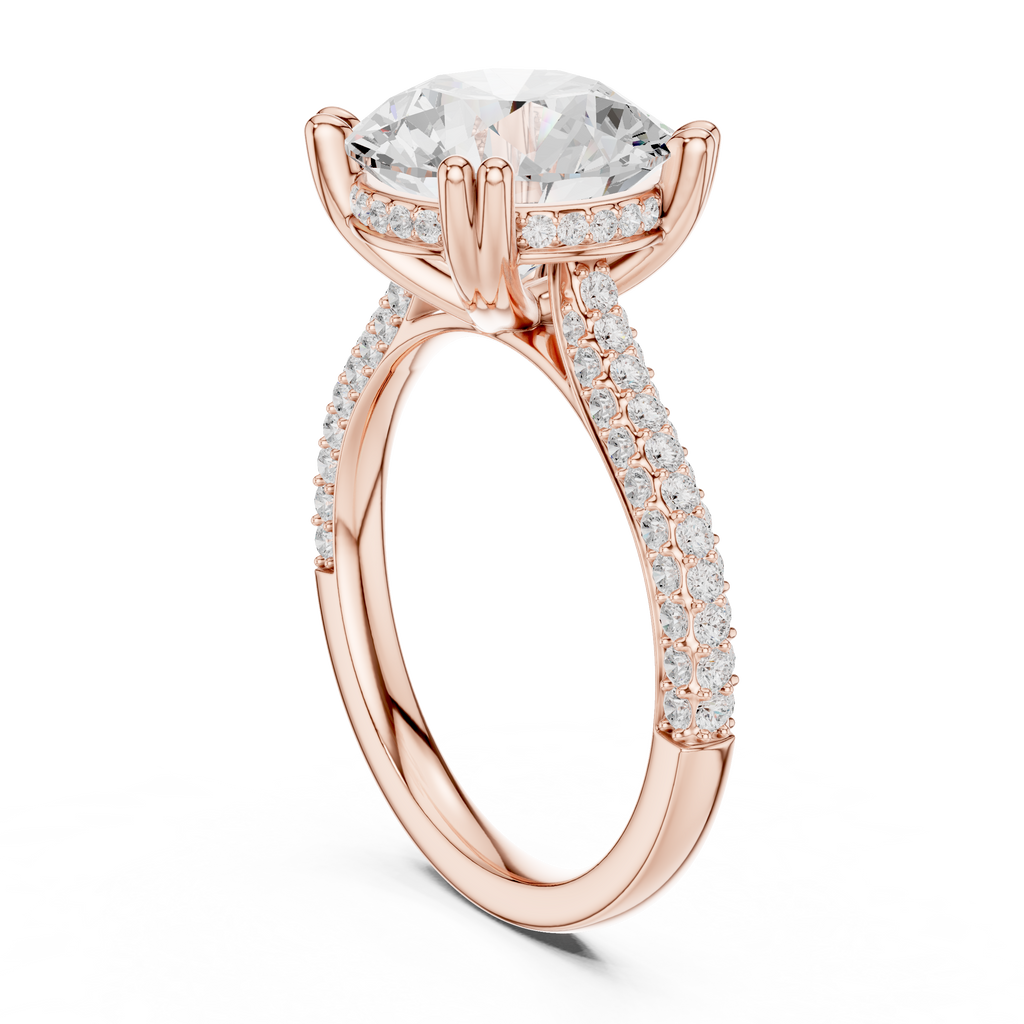 Round Brilliant Diamond Hidden Halo Pavé Engagement Ring