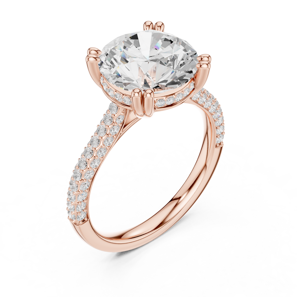 Round Brilliant Diamond Hidden Halo Pavé Engagement Ring