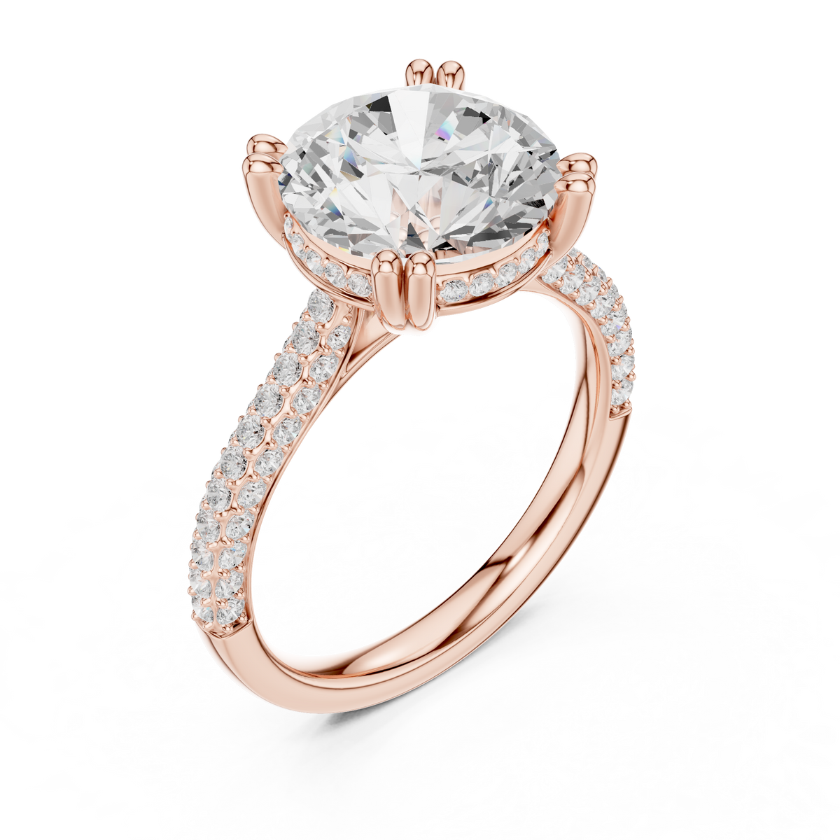 Round Brilliant Double Pavé Diamond Engagement Ring – view 7 of 12, lab grown diamond ring | Jewelix Atelier