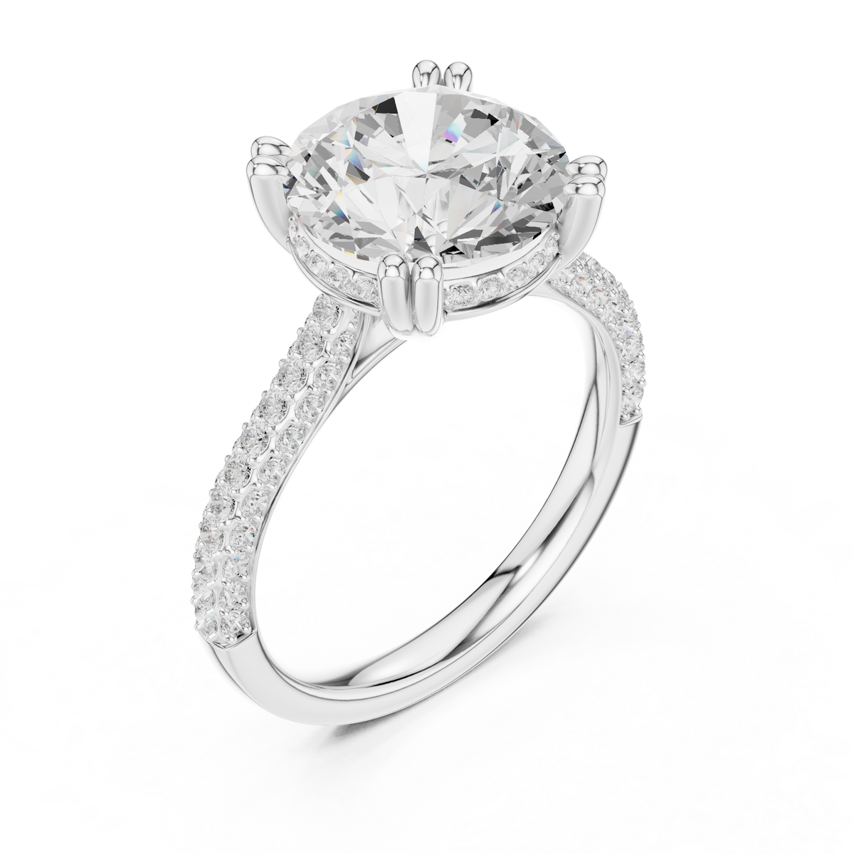 Round Brilliant Double Pavé Diamond Engagement Ring – view 3 of 12, lab grown diamond ring | Jewelix Atelier