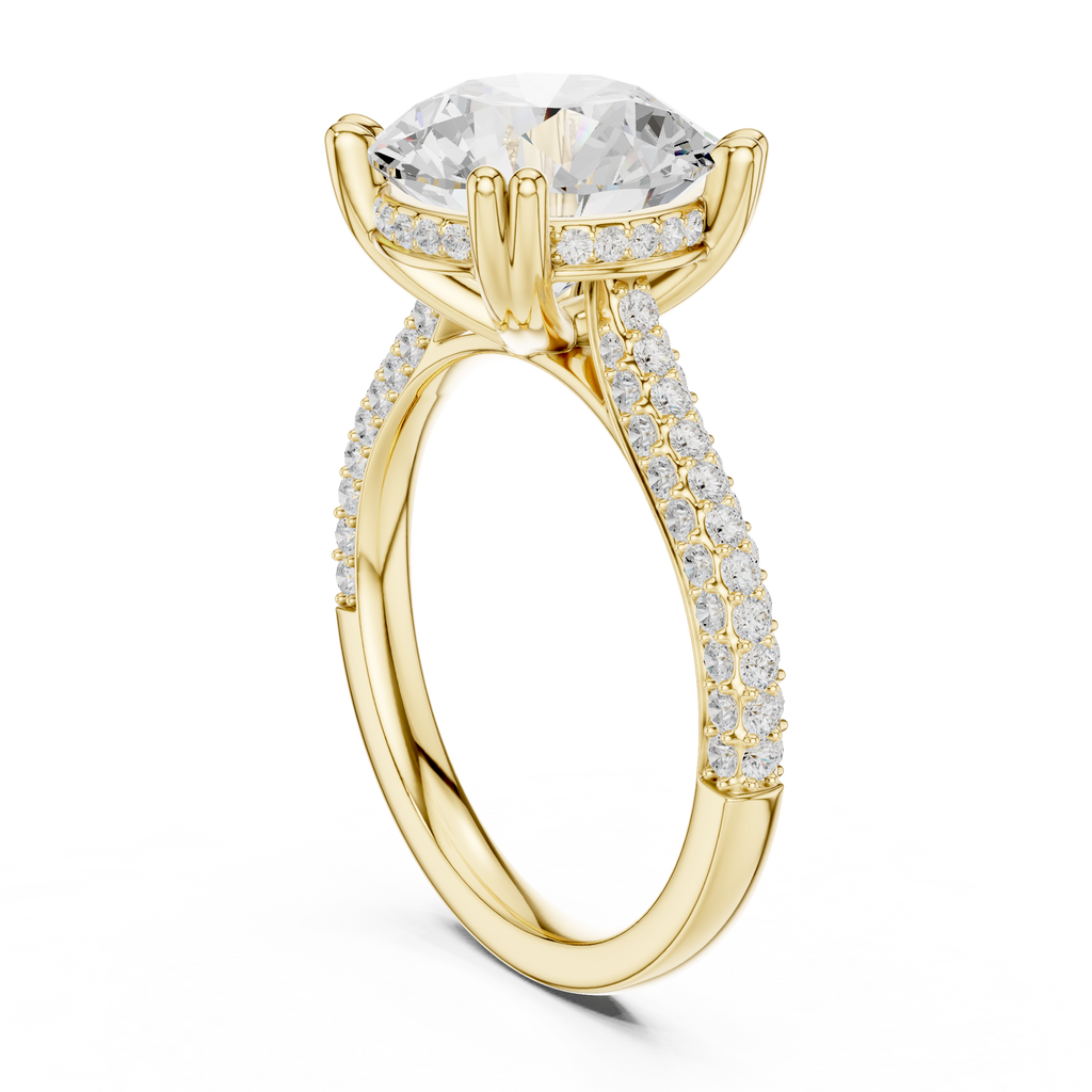 4.56 CT Round Brilliant Double Pavé Diamond Engagement Ring
