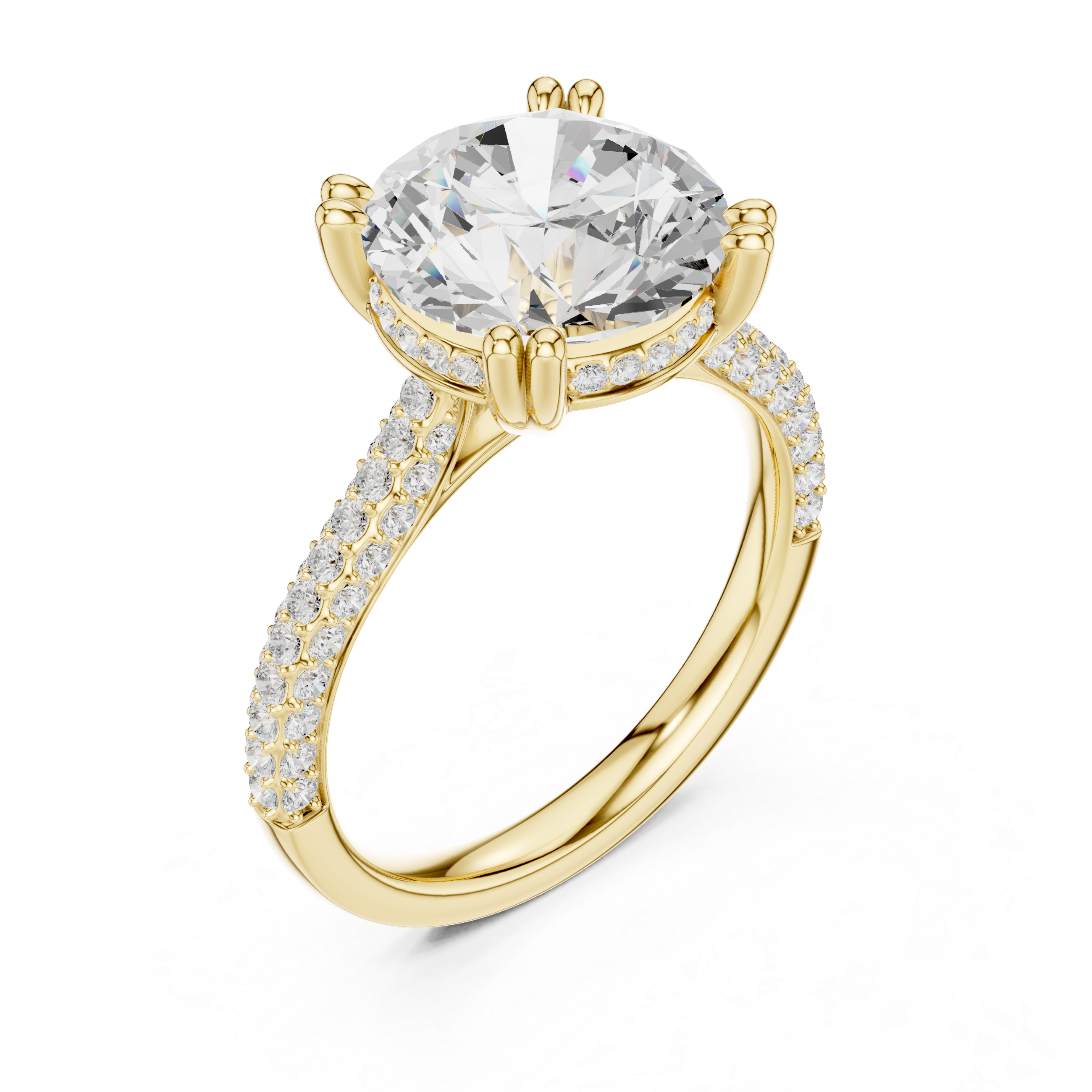 Round Brilliant Diamond Hidden Halo Pavé Engagement Ring